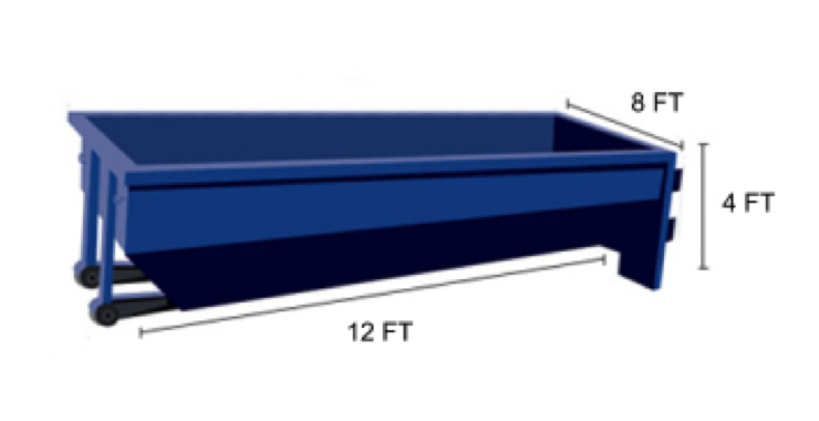 Our 10-Yard Dumpster is 10’ long x 8’ wide x 3.5’ tall